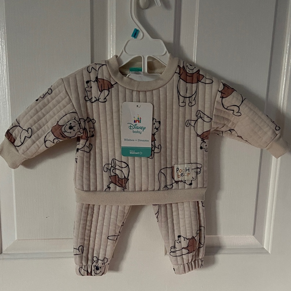 Disney Baby Cream Pooh Bear Outfit Set • Size 6–9M